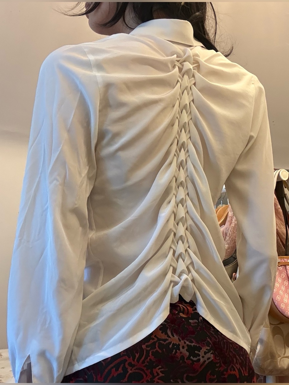 Handsewn vintage designer Ports 1961 avant garde spine blouse